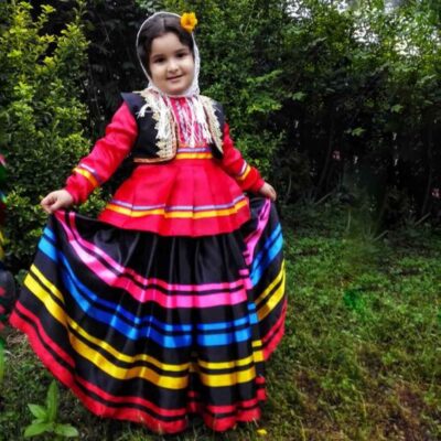 Girls' Traditional Gilaki Clothing Set with Iranian Ethnic Design