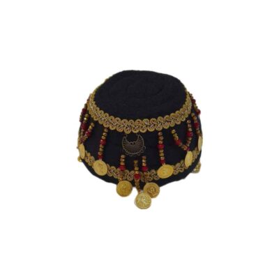 Handmade Persian Ethnic Hat with Traditional Fabric Design, Hamadan Roja