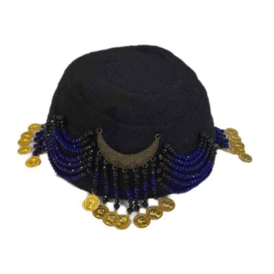 Handmade Persian Ethnic Hat with Traditional Fabric Design, Hamadan Yekta