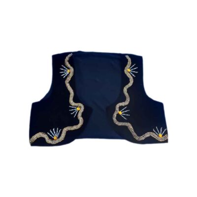 Persian Handwoven Cropped Velvet Vest with Traditional Barsam Design