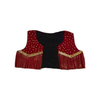 Persian Handwoven Cropped Velvet Vest with Traditional Dana Design