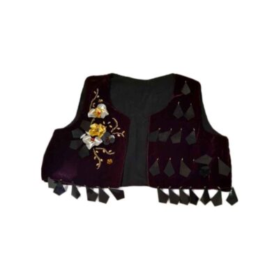 Persian Handwoven Cropped Velvet Vest with Traditional Kiana Design