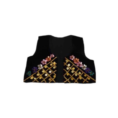 Persian Handwoven Cropped Velvet Vest with Traditional Mahsa Design