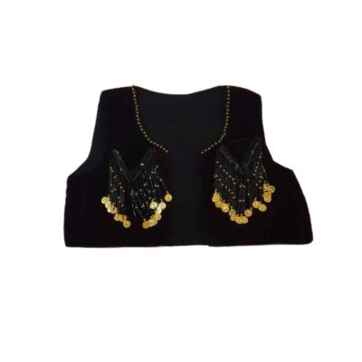 Persian Handwoven Cropped Velvet Vest with Traditional Sima Design