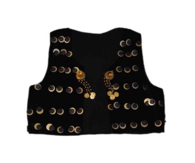 Persian Handwoven Cropped Velvet Vest with Traditional Zarrin Design