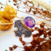 Traditional Persian Purple Amethyst Silver Ring For Women