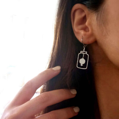 Persian Steel Earrings Model Pomegranate