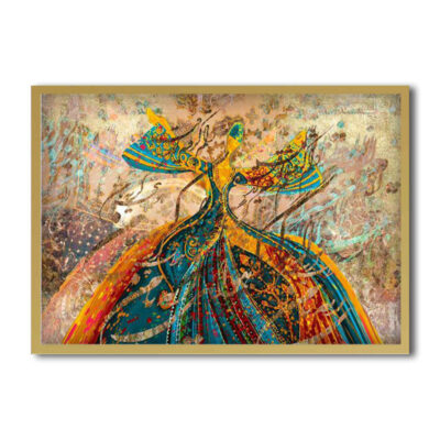 Sama Dance Framed Print Wall Art with Persian Calligraphy