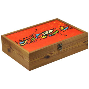 Calligraphy Style Wooden Tea Chest – Divided Storage Organizer