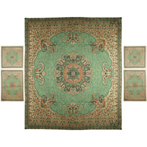 Persian Bedspread Set – Oriental Style Double Size with Termeh Fabric – Green Reyhan