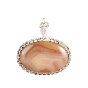 Persian Silver Pendant Classic Style with Agate Gemstone Rasta