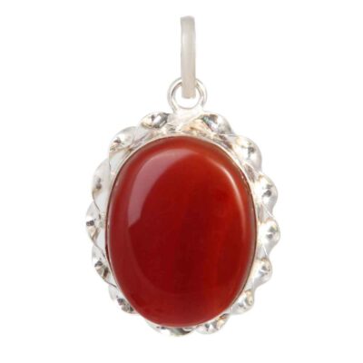 Persian Silver Pendant Necklace with Agate - Taraneh Traditional Medallion