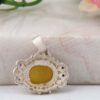Persian Silver Pendant Classic Style with Agate Gemstone Sea