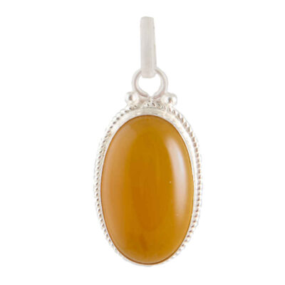 Persian Silver Pendant Necklace with Agate - Yar Traditional Medallion