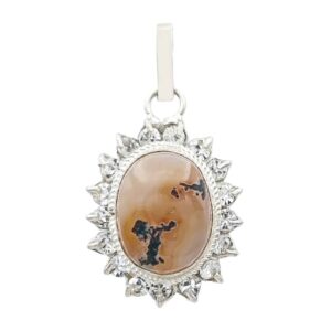Persian Silver Pendant Classic Style with Yemeni Aqeeq Gemstone Panah