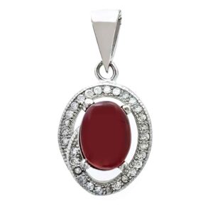 Persian Silver Pendant Classic Style with Yemeni Aqeeq Gemstone Sorkh