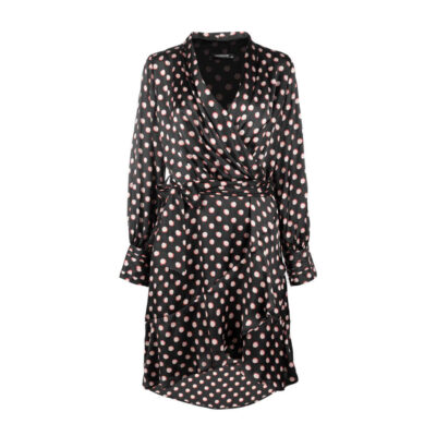Women's Long Sleeve Wrap Dress with Polka Dot Pattern for Chic Casual and Elegant Style