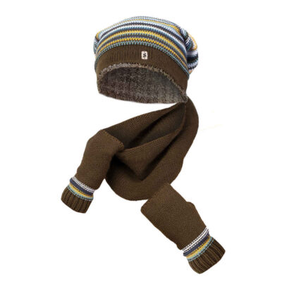 Women's Knitted Hat and Scarf Set in Cotton for Winter Fashion, Helia Model