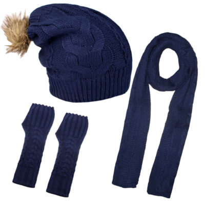 Women's Knitted Hat and Scarf Set in Cotton for Winter Fashion, Tooran Model
