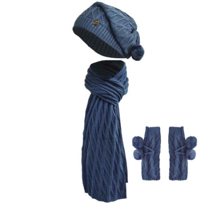 Women's Knitted Hat and Scarf Set in Cotton for Winter Fashion, Zima Model