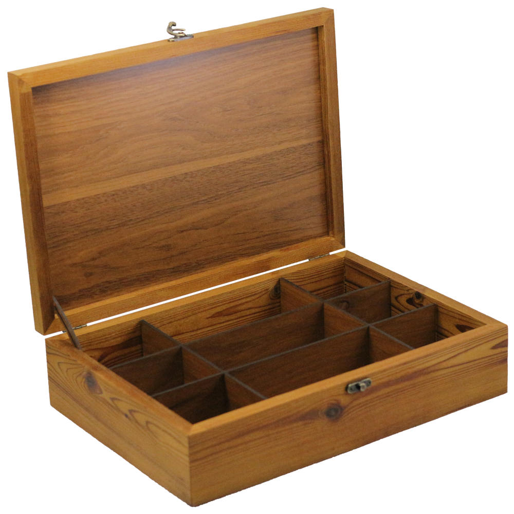 Dance Pattern Wooden Tea Organizer Chest – Storage with Compartments
