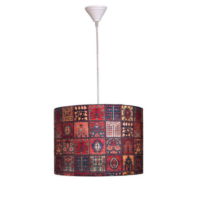 Fabric Pendant Light with Velvet Drum Lampshade Termeh
