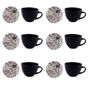 Persian Teacup Set with Saucer – Paisley Ceramic Design (12pcs)