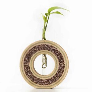 Decorative Wooden Terrarium Vase with an Islamic Pattern, Featuring a Round Silhouette for a Boho Look