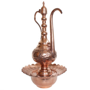 Decorative Persian Copper Aftabeh with Basin Bowl – Toopi Model
