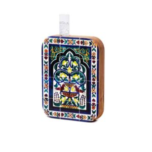 Decorative Wooden Terrarium Vase with a Persian-Inspired Pattern, Featuring the Kaashi Model in a Rectangular Silhouette