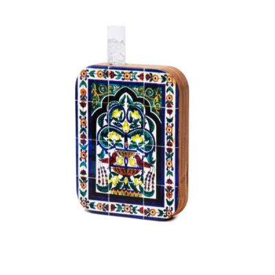 Decorative Wooden Terrarium Vase with a Persian-Inspired Pattern, Featuring the Kaashi Model in a Rectangular Silhouette
