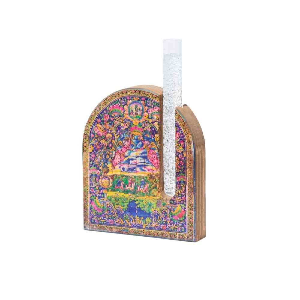 Decorative Wooden Terrarium Vase with a Persian-Inspired Pattern, Featuring the Karan Model in a Cylindrical Shape