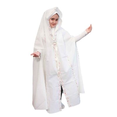 Nasim White Girls' Namaz Chador for Prayer