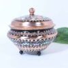 Handcrafted Persian Copper Sugar Bowl with Lid - Minakari Enameled Royan