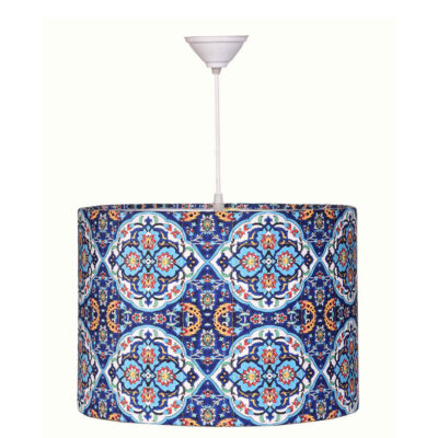 Fabric Pendant Light with Velvet Drum Lampshade Kaashi