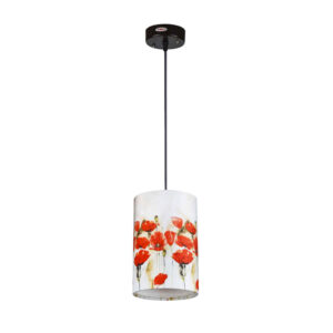 Fabric Pendant Light with Velvet Cylinder Lampshade Laleh
