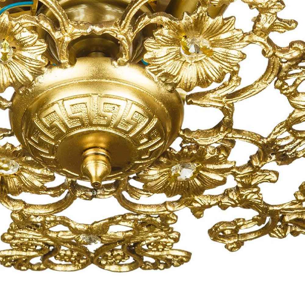 Brass Semi-flush Chandelier Florentine and Vintage Style Aysan