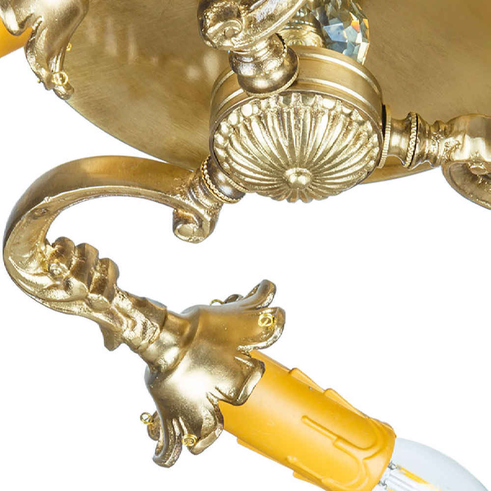 Brass Semi-flush Chandelier Florentine and Vintage Style Hiva