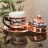 Persian Espresso Cup with Saucer - Minakari Enameled Copper Demitasse Style