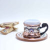 Persian Espresso Cup with Saucer - Minakari Enameled Copper Demitasse Style