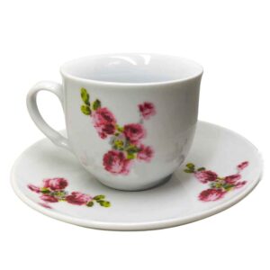 Persian Teacup Set with Saucer – Blossom Porcelain Design (12pcs)