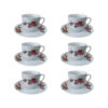Persian Teacup Set with Saucer - Gol Sorkhi Porcelain Design (12pcs)