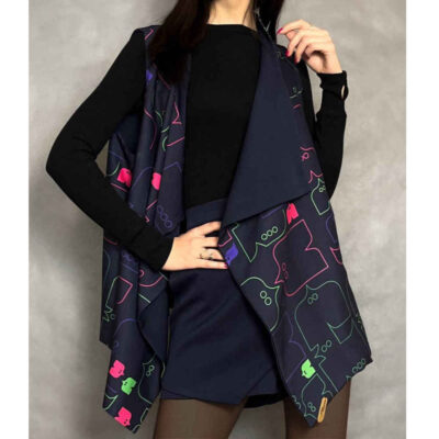 Persian Women's Long Vest with Artistic Hich Typography Design