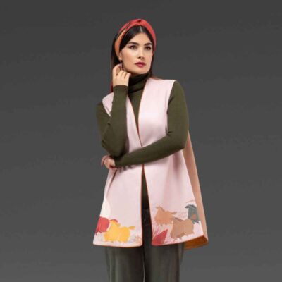 Persian Women's Long Vest with Artistic Shahsavar Typography Design