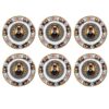 Persian Tea Saucer - Porcelain with Shah Abbasi King Design (Set of 6)