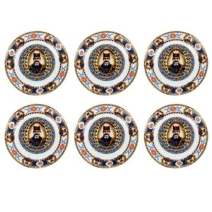 Persian Tea Saucer – Porcelain with Shah Abbasi King Design (Set of 6)