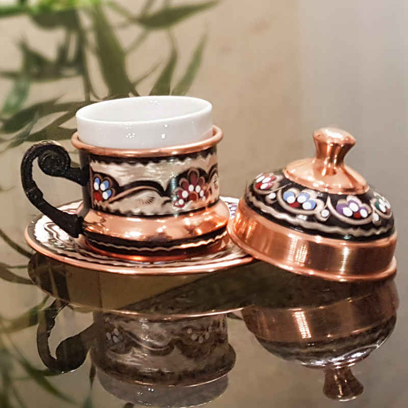 Persian Espresso Cup with Tray – Copper Demitasse Style Fakher