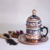 Persian Espresso Cup with Saucer - Minakari Enameled Copper Demitasse Style