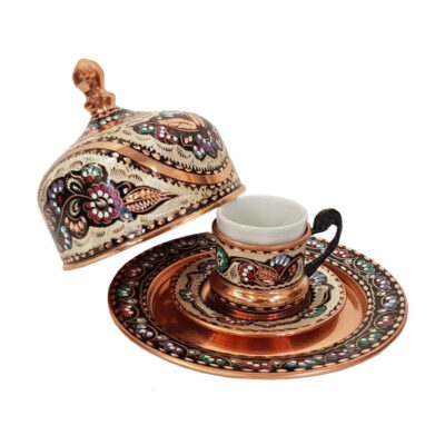 Persian Espresso Cup with Tray - Copper Demitasse Style