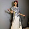 Women's Fashion Short Sleeves Dress with Calligraphy Design Model Parandeh